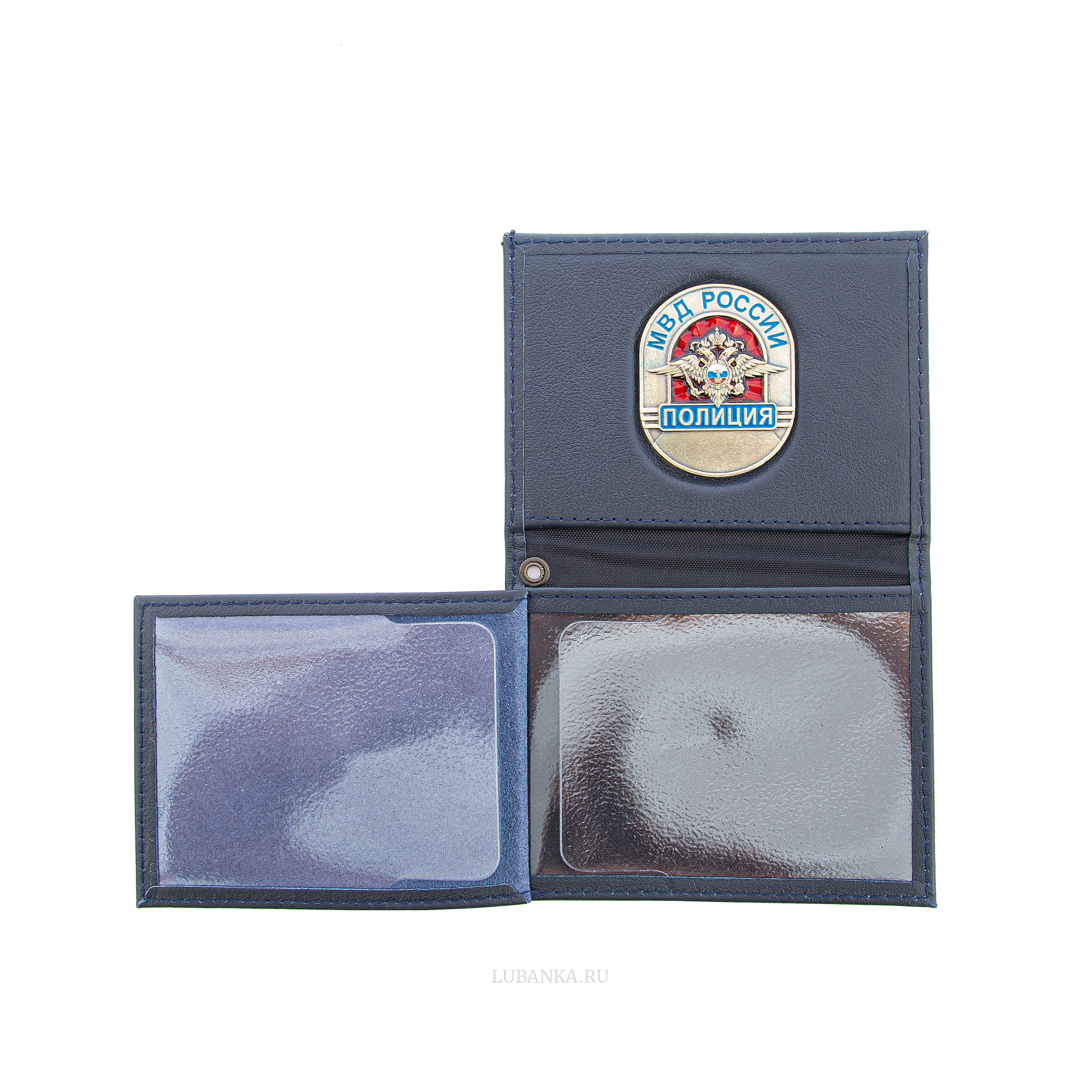 Обложка для удостоверения Полиция с жетоном темно синяя