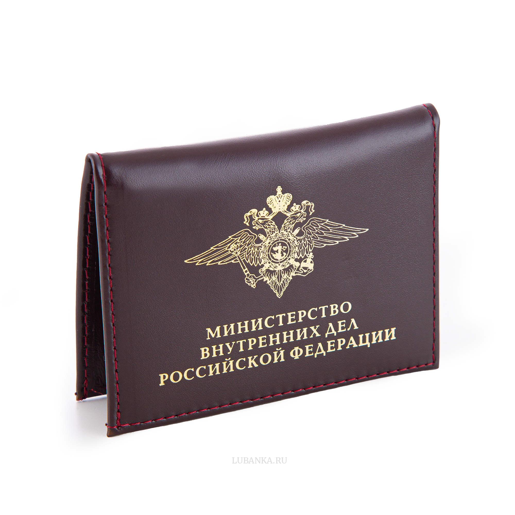 Обложка для удостоверения МВД с жетоном бордовая