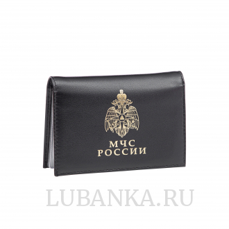Обложка для автодокументов и удостоверения МЧС с жетоном черная