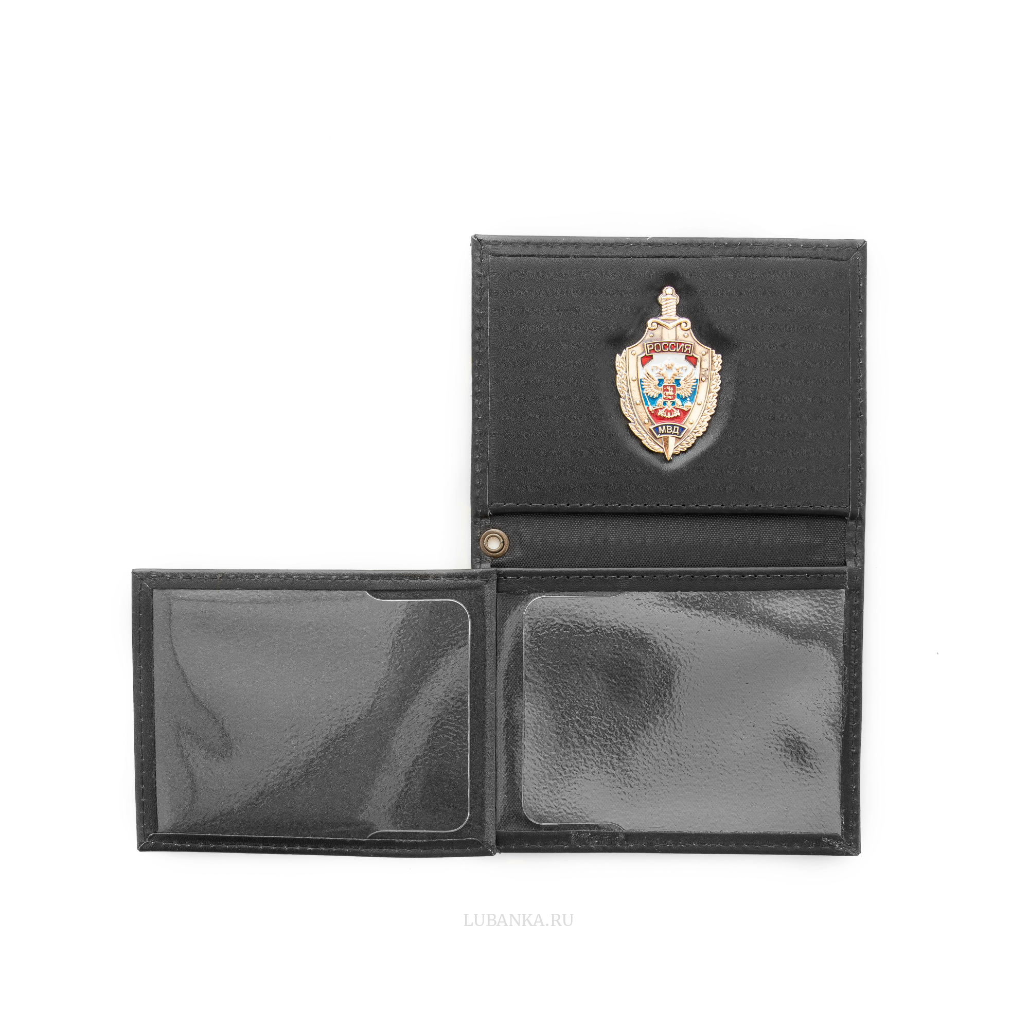 Обложка для удостоверения МВД с жетоном черная
