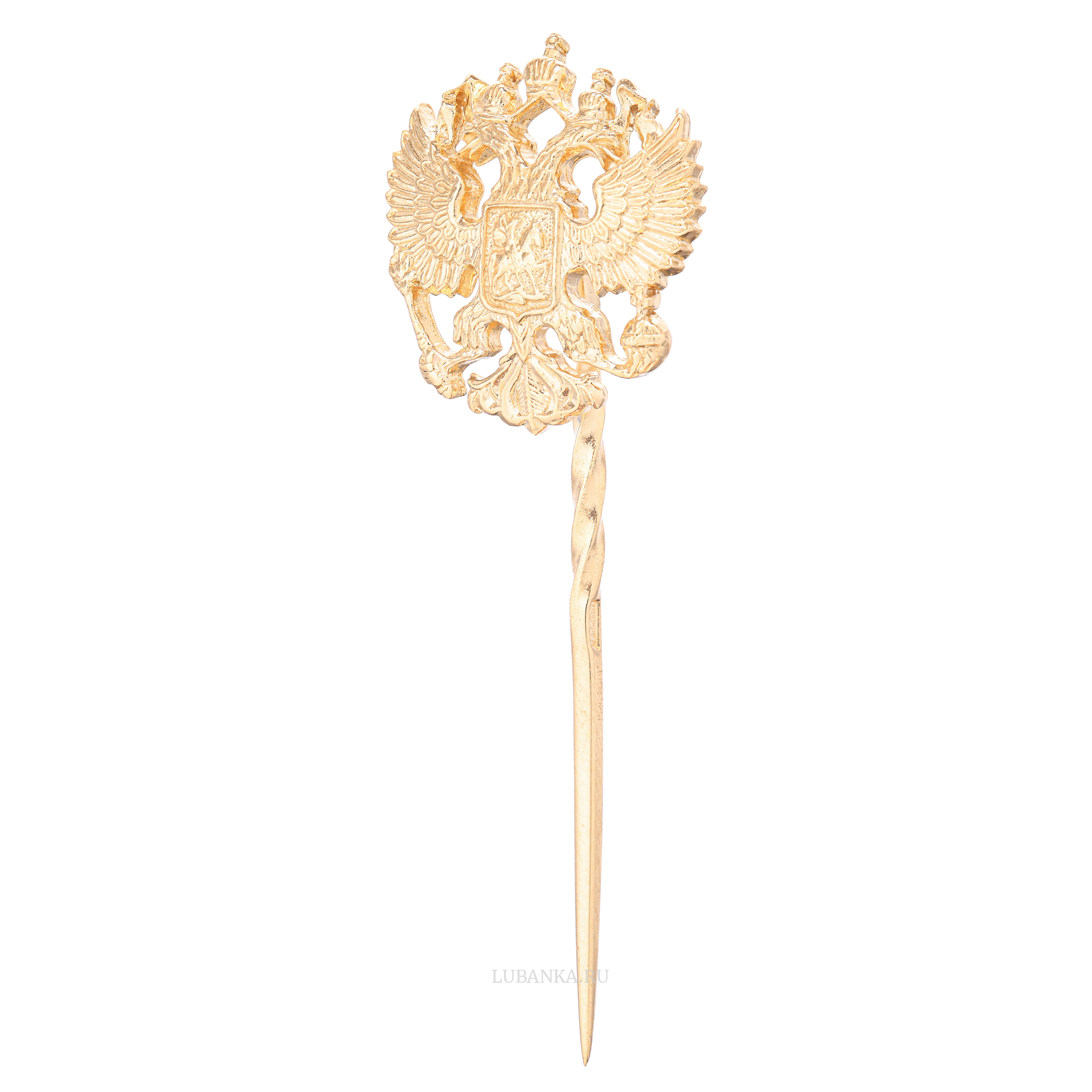 Заколка Герб России серебро с позолотой