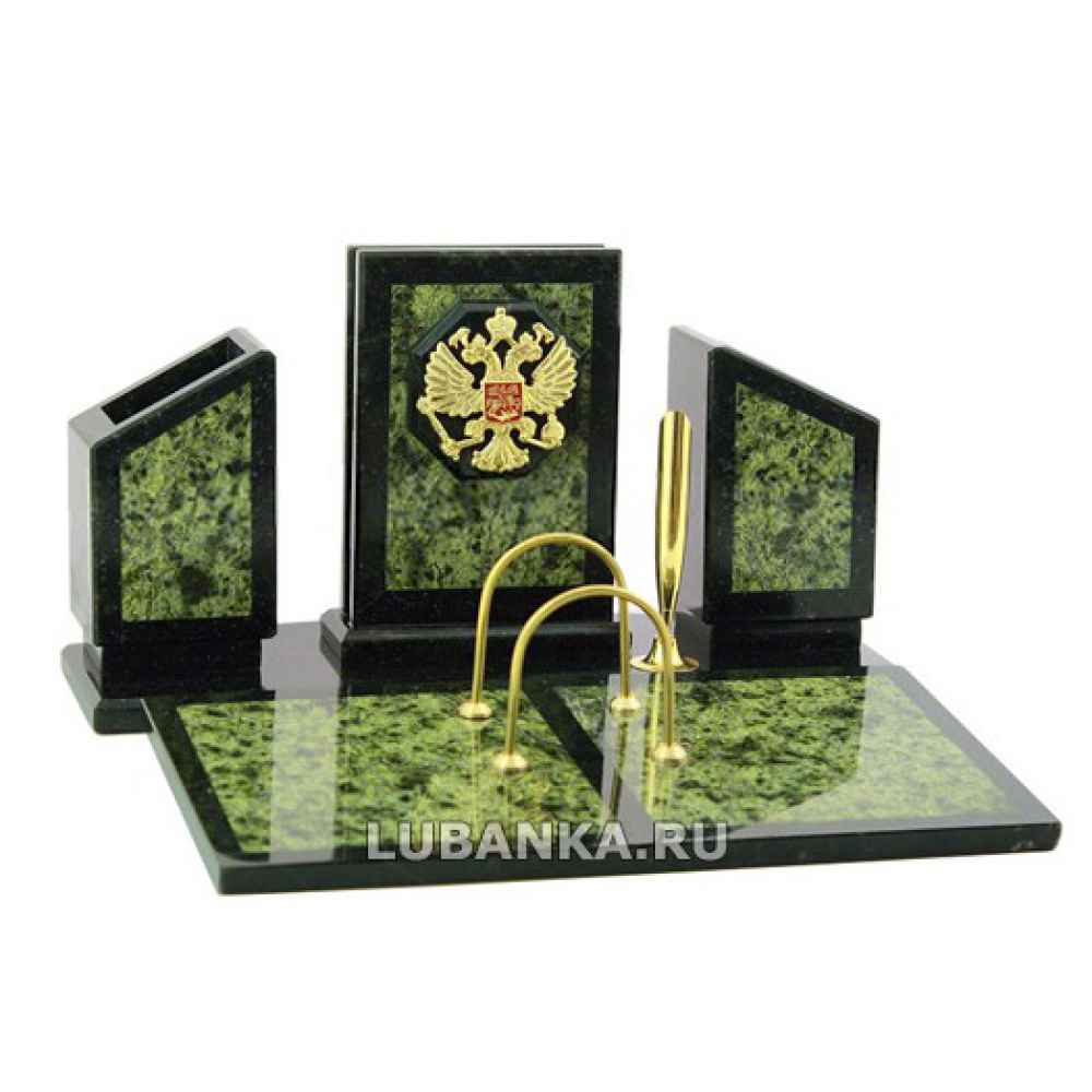 Настольный набор для руководителя «Герб России» из камня