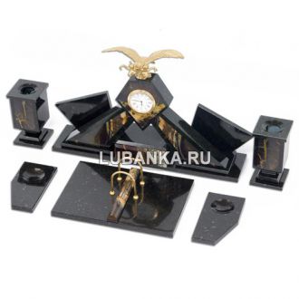 Настольный набор для руководителя «Двухглавый орёл» из камня